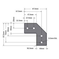 41-154-1ESD MODULAR SOLUTIONS TIE PLATE 135MM X 135MM ANGLED WITH ESD HARDWARE CONNECT PROFILE AT RIGHT ANGLE